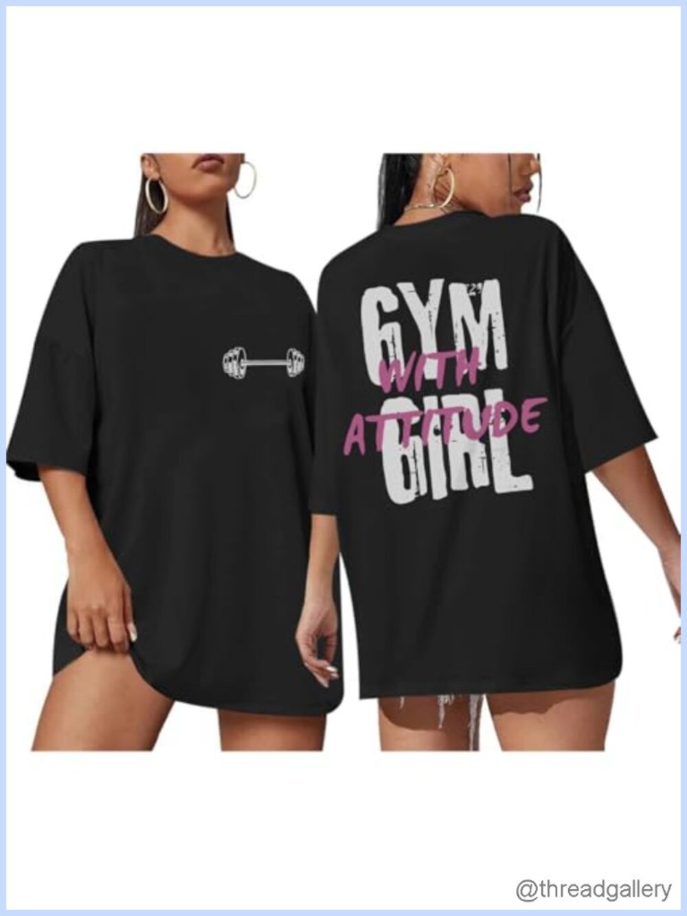 Oversized Gym Girl Weightlifting Graphic Tee Cotton Blend Workout Top